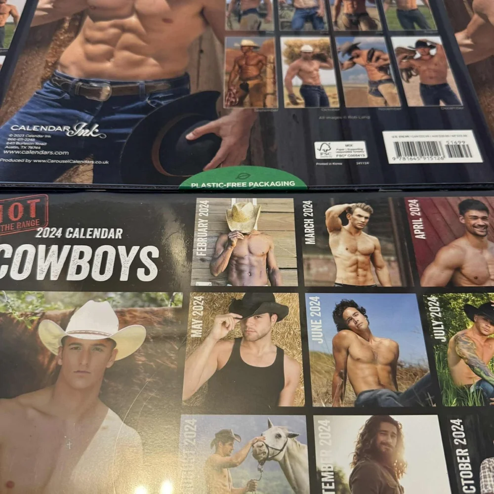 Calendars One Size Brown Blue Hot Cowboys 2024 Calendar